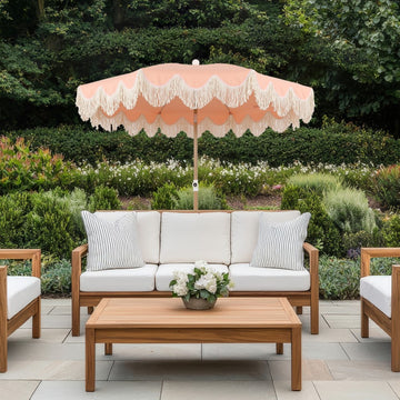 Mariner 6.5 ft. Classic Cottage Fringe Tassel Market Beach Umbrella